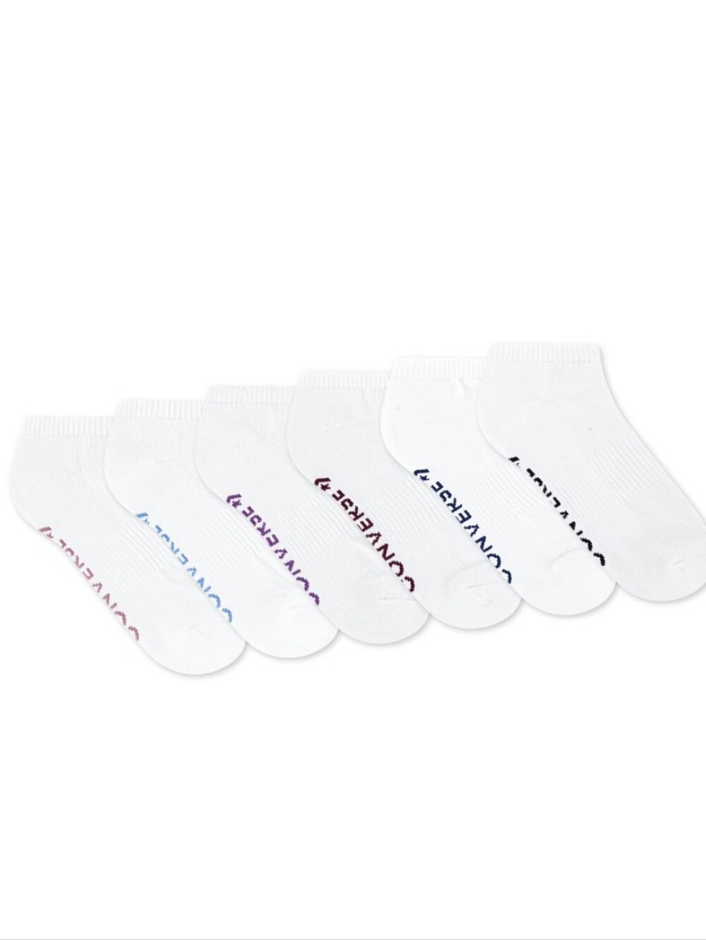 Converse 6-PK Cushioned No-Show Socks- White/Multi